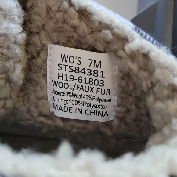 Sperry Blue Gray Plaid Shearling Duck Boots 7M - Picture 10 of 10